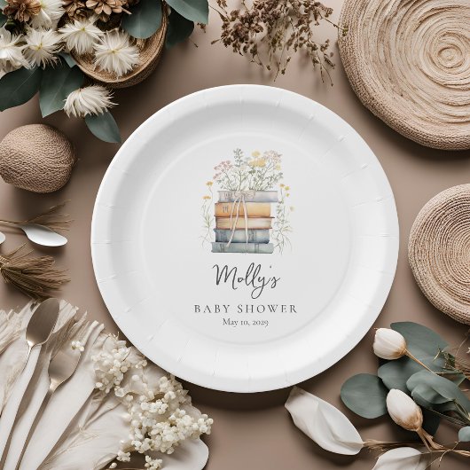 新しいチャプターがワイルドフラワー本の赤ちゃんシャワーを始める ペーパープレート