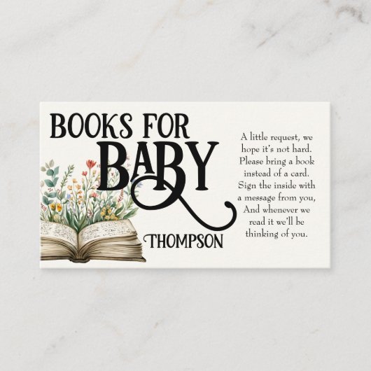 新しいチャプターが始まる赤ちゃんシャワーヴィンテージ野花 エンクロージャーカード (正面)