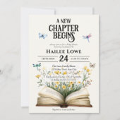 新しいチャプターが始まる赤ちゃんシャワーヴィンテージ野花 招待状 (正面)