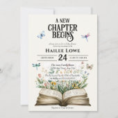 新しいチャプターが始まる赤ちゃんシャワーヴィンテージ野花 招待状 (正面)