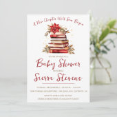 新しいチャプターが始まる、クリスマステーマの赤ちゃんシャワー 招待状 (スタンド正面)