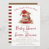 新しいチャプターが始まる、クリスマステーマの赤ちゃんシャワー 招待状 (正面/裏面)