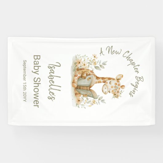 新しいチャプターが本好きキリンの赤ちゃんシャワーを開始 横断幕 (横)
