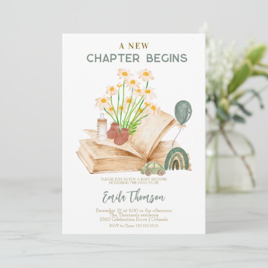 新しいチャプターが赤ちゃんのシャワーを開始 招待状 (スタンド正面)