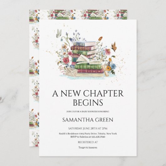 新しいチャプターが赤ちゃんシャワーを始める 招待状 (正面/裏面)