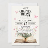 新しいチャプターが赤ちゃんシャワーピンクのワイルドフラワーを始める 招待状 (正面)