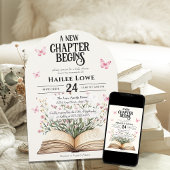 新しいチャプターが赤ちゃんシャワーピンクのワイルドフラワーを始める 招待状