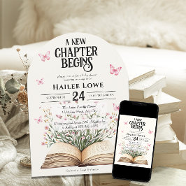 新しいチャプターが赤ちゃんシャワーピンクのワイルドフラワーを始める 招待状