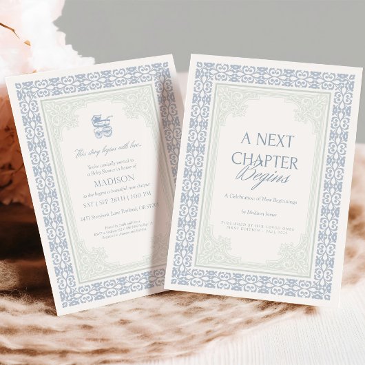 新しいチャプターが赤ちゃんシャワー招待状 サンキューカード