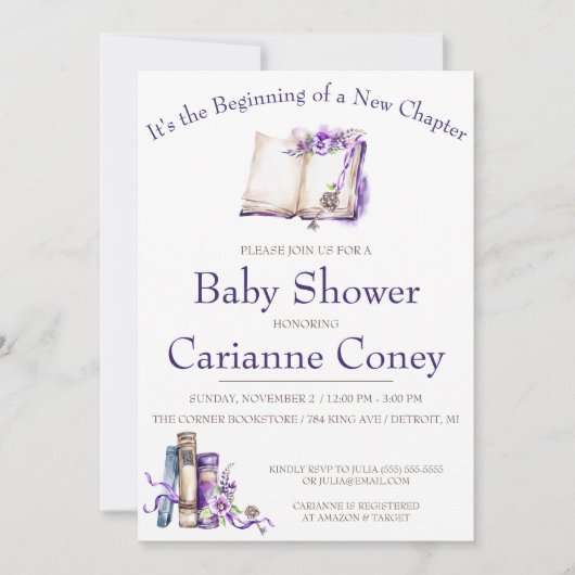 新しいチャプターの始まり、ベビーシャワー 招待状 (正面)