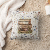 新しいチャプターの水色、本の山の花 クッション (ブランケット)