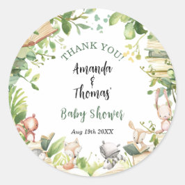 新しいチャプターをテーマにした赤ちゃんシャワーありがとう ラウンドシール