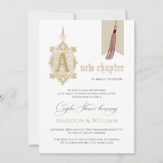 新しいチャプターカップルのシャワー 招待状 (正面)