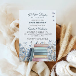 新しいチャプターストーリーブッククラシックベビーシャワー 招待状