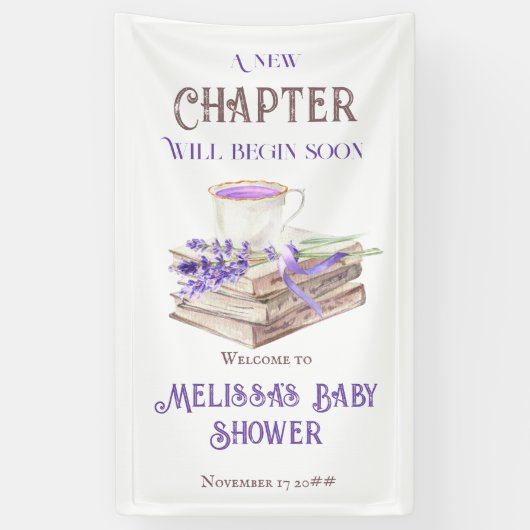新しいチャプターストーリーブックブックの開始テーマベビーシャワー 横断幕 (縦)