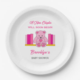 新しいチャプターストーリーブックベビーシャワーピンクテディベア ペーパープレート