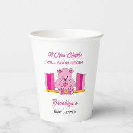 新しいチャプターストーリーブックベビーシャワーピンクテディベア 紙コップ