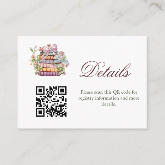新しいチャプターストーリーブライダルシャワーのレジストリ詳細 エンクロージャーカード (正面)