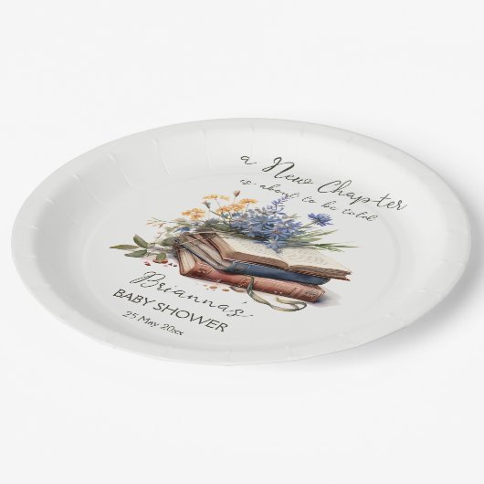 新しいチャプターストーリー本の赤ちゃんシャワー印刷 ペーパープレート (アングル)