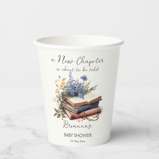 新しいチャプターストーリー本の赤ちゃんシャワー印刷 紙コップ (正面)