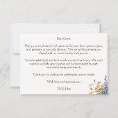 新しいチャプターストーリー本の赤ちゃんシャワー サンキューカード (裏面)