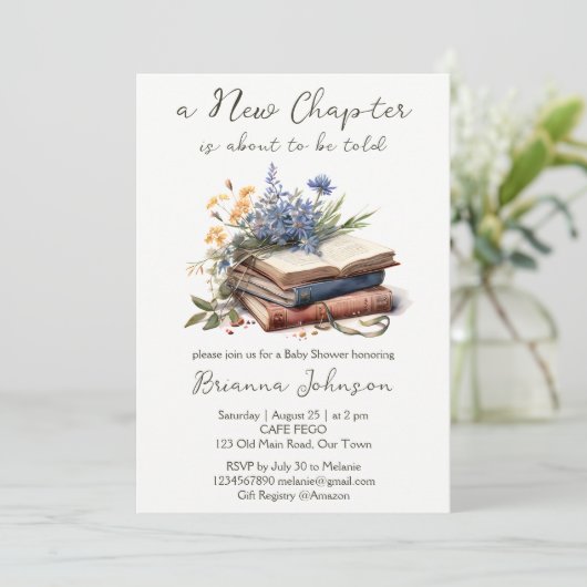 新しいチャプターストーリー本の赤ちゃんシャワー 招待状 (スタンド正面)