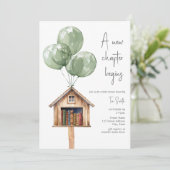 新しいチャプターバルーン図書本ベビーシャワー 招待状 (スタンド正面)