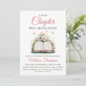 新しいチャプターピンクの女の子ブランチ本ベビーシャワー 招待状 (スタンド正面)