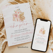 新しいチャプターピンクの弓ワイルドフラワーベビーシャワー 招待状