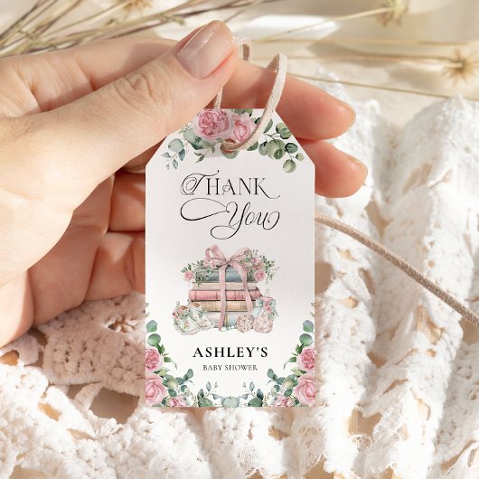 新しいチャプターピンクフローラバウ赤ちゃんシャワーありがとう ギフトタグ