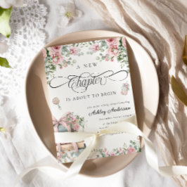 新しいチャプターピンクボウフローラ赤ちゃんシャワー 招待状