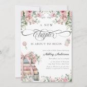 新しいチャプターピンクボウフローラ赤ちゃんシャワー 招待状 (正面)