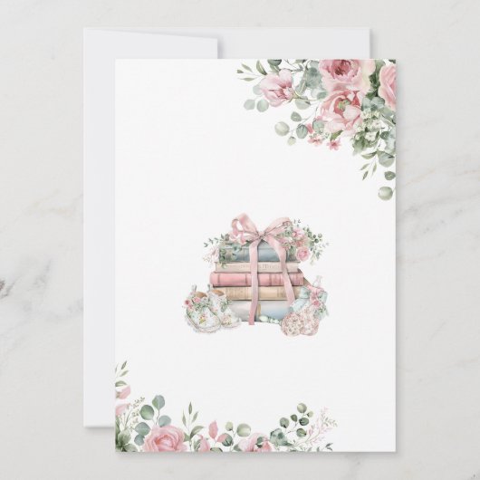 新しいチャプターピンクボウフローラ赤ちゃんシャワー 招待状 (裏面)