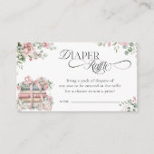 新しいチャプターピンクボウ赤ちゃんシャワーおむつラッフル エンクロージャーカード (正面)