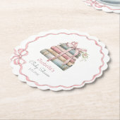 新しいチャプターピンクリボンボーガールベイビーシャワー ペーパーコースター (アングル)