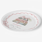 新しいチャプターピンクリボンボーガールベイビーシャワー ペーパープレート (アングル)