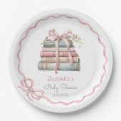 新しいチャプターピンクリボンボーガールベイビーシャワー ペーパープレート (正面)