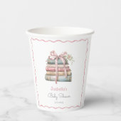 新しいチャプターピンクリボンボーガールベイビーシャワー 紙コップ (正面)