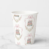 新しいチャプターピンクリボン弓ヴィンテージ赤ちゃんシャワー 紙コップ (裏面)