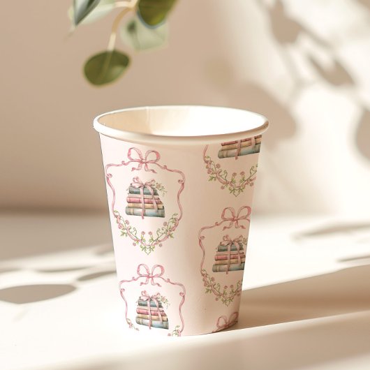 新しいチャプターピンクリボン弓ヴィンテージ赤ちゃんシャワー 紙コップ