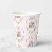新しいチャプターピンクリボン弓ヴィンテージ赤ちゃんシャワー 紙コップ (裏面)