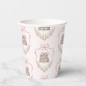新しいチャプターピンクリボン弓ヴィンテージ赤ちゃんシャワー 紙コップ (正面)