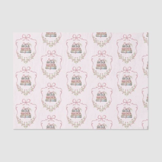 新しいチャプターピンクリボン弓ヴィンテージ赤ちゃんシャワー 薄葉紙 (正面)