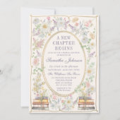 新しいチャプターフローラストーリーブックブライダルシャワー 招待状 (正面)