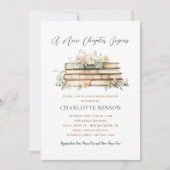 新しいチャプターフローラブックをテーマにしたブライダルシャワー 招待状 (正面)