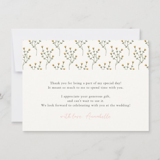 新しいチャプターフローラブライダルシャワーありがとう ノートカード (裏面)