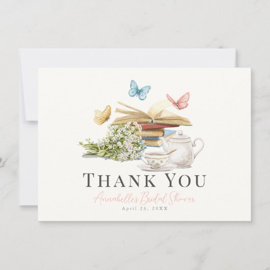 新しいチャプターフローラブライダルシャワーありがとう ノートカード (正面)
