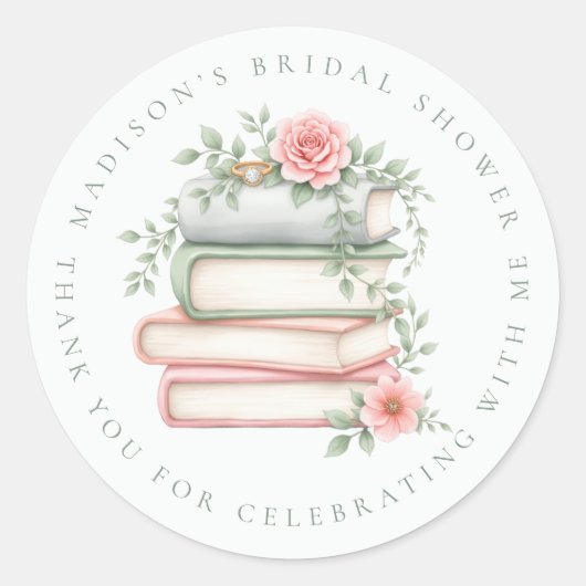 新しいチャプターブックスリングや輪ありがとうブライダルシャワー ラウンドシール (正面)