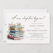 新しいチャプターブックラバーブックワームバラブライダルシャワー 招待状 (正面)