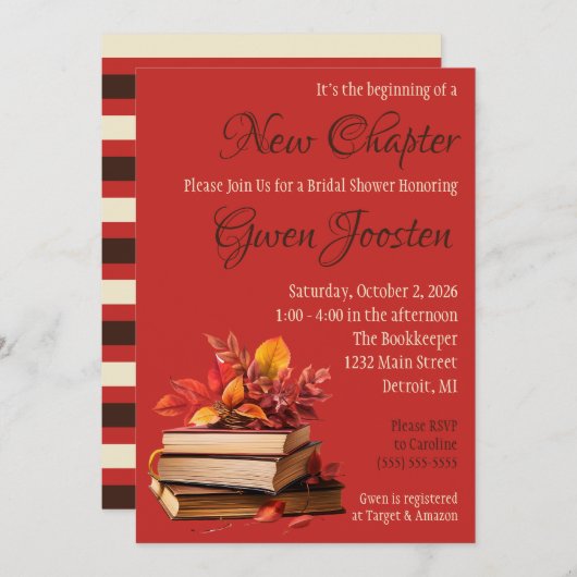 新しいチャプターブライダルシャワーの始まり 招待状 (正面/裏面)